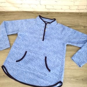 Cuddl Duds Blue Fleece Button Front Pullover, Size Medium